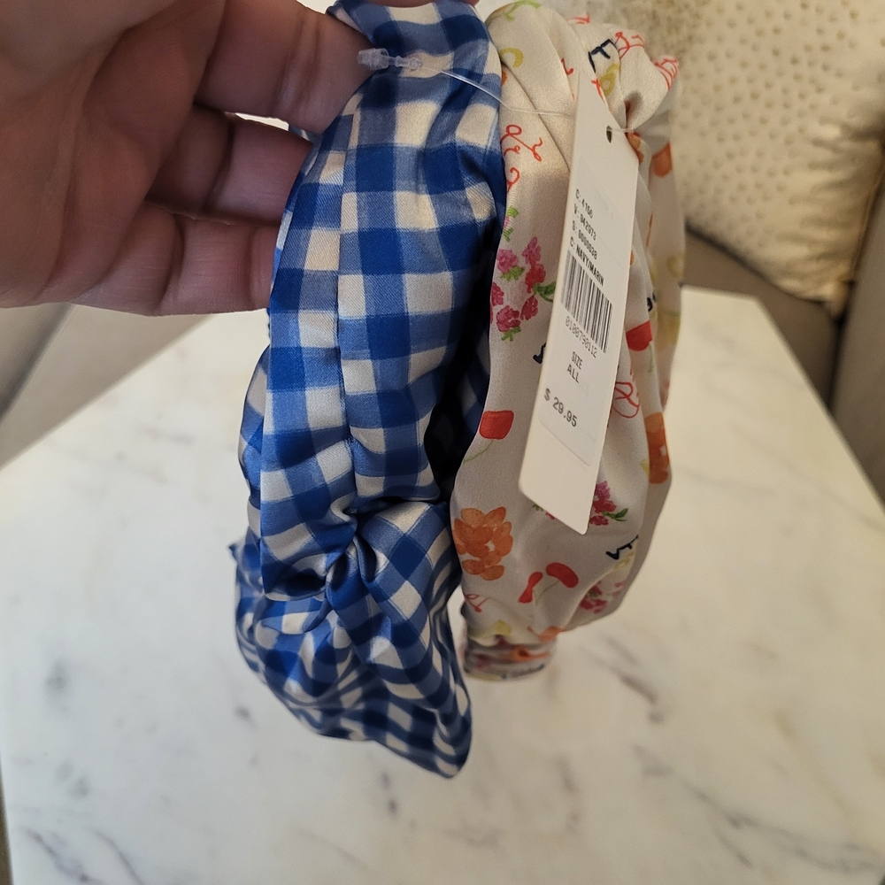 Anthropologie Blue and Floral Headband Set